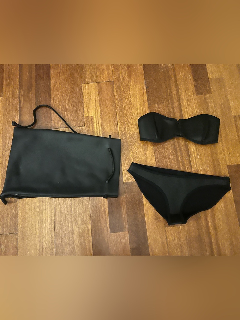 triangl swimwear Black Neoprene Bandeau Bikini Set